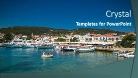  Presentation with greek islands - Slide set consisting of skiathos-greece-avg-10-2019 background and a ocean colored foreground