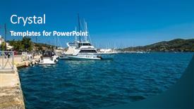  Presentation with greek islands - Presentation theme enhanced with skiathos-greece-avg-10-2019 background and a teal colored foreground