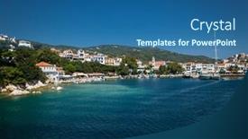  Presentation with greek islands - Presentation theme with skiathos-greece-avg-10-2019 background and a ocean colored foreground