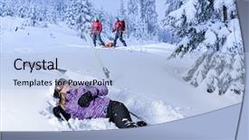  Presentation with snow mountain - Slide deck enhanced with skier after accident waiting background and a light blue colored foreground