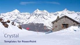  Presentation with alps - Beautiful PPT theme featuring skier-at-matterhorn-alpine-alps backdrop and a sky blue colored foreground