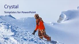  Presentation with ski - Slide set consisting of skier at mountains ski resort kaprun austria - nature and sport background background and a sky blue colored foreground