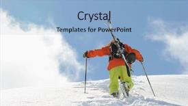  Presentation with mountain climbing - Colorful presentation design enhanced with skier climbing a snowy mountain backdrop and a light blue colored foreground