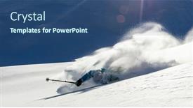  Presentation with ski - Slide deck having skier-crashing-downhill-on-ski background and a ocean colored foreground