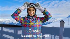  Presentation with mountain - Cool new theme with skier-girl-on-the-background backdrop and a ocean colored foreground