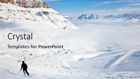  Presentation with slow down - Amazing PPT theme having skier going down the slope backdrop and a sky blue colored foreground