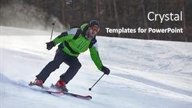  Presentation with slow down - Presentation theme with skier-going-very-fast-down background and a dark gray colored foreground