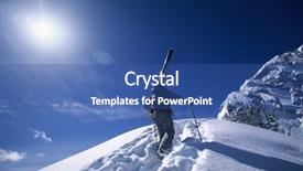  Presentation with mountain hiking - Beautiful theme featuring skier hiking to mountain summit backdrop and a ocean colored foreground