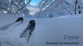  Presentation with snow day - Presentation theme enhanced with skier-in-deep-fresh-powder background and a seafoam green colored foreground