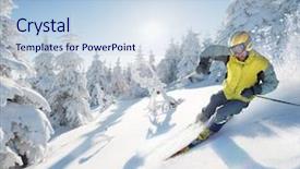  Presentation with ski - Presentation theme having skier in freeride background and a light blue colored foreground