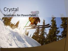 Springboard Template Powerpoint Skier Jumps From A Springboard PPT template 79 | CrystalGraphics