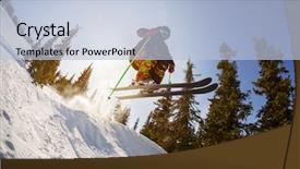  Presentation with ski trip - PPT theme consisting of skier jumps from a springboard background and a  colored foreground