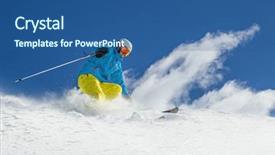  Presentation with ski - PPT theme having skier on pise in high background and a ocean colored foreground