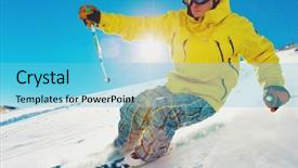  Presentation with racing - Colorful PPT theme enhanced with skier racing down the mountain backdrop and a light blue colored foreground