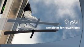  Presentation with render of a car suspension - Slides having skier sitting on cable car background and a  colored foreground