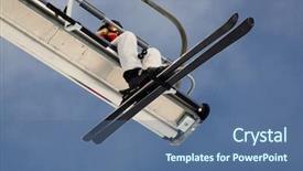  Presentation with solar car sunshade - Amazing slide deck having skier sitting on cable car backdrop and a ocean colored foreground