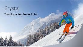  Presentation with skiing - PPT layouts enhanced with skier-skiing-downhill-during-sunny background and a light blue colored foreground