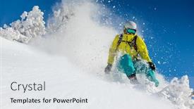  Presentation with skiing - Audience pleasing presentation theme consisting of skier-skiing-downhill-during-sunny backdrop and a light gray colored foreground