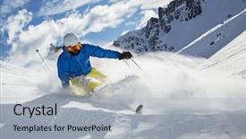  Presentation with skiing - Slide deck having skier skiing downhill in high background and a light gray colored foreground