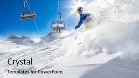  Presentation with skiing - Amazing presentation design having skier skiing downhill in high backdrop and a light gray colored foreground