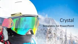  Presentation with high throughput satellite - Slide set consisting of skier skiing downhill in high background and a light blue colored foreground