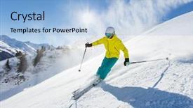  Presentation with skiing - PPT layouts with skier skiing downhill in high background and a light blue colored foreground
