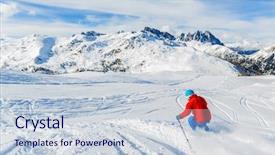  Presentation with skiing - Amazing presentation theme having skier skiing downhill in high backdrop and a lemonade colored foreground