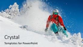  Presentation with skiing - Theme enhanced with skier skiing downhill in high background and a light gray colored foreground