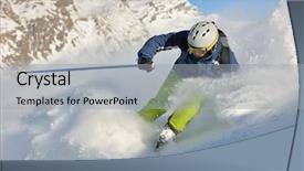  Presentation with sport nutrition whey protein powder - PPT layouts consisting of skier skiing downhill on fresh background and a light gray colored foreground