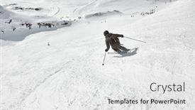  Presentation with slow down - Presentation theme with skier-sliding-down-a-snowy background and a  colored foreground