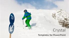  Presentation with ski - Presentation design consisting of skier-walking-up-the-hill background and a white colored foreground