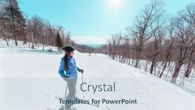  Presentation with sunny winter day the snow - Presentation theme enhanced with skier-woman-taking-a-break background and a sky blue colored foreground