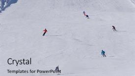  Presentation with ski - Audience pleasing PPT theme consisting of skiers and snowboarders going down backdrop and a light gray colored foreground