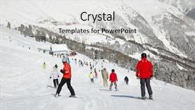  Presentation with lift - Slides with skiers go down from hill to ski lift background and a light gray colored foreground