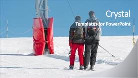  Presentation with lift - Presentation enhanced with skiers going up with the ski lift background and a teal colored foreground