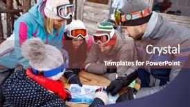  Presentation with terrain map - Presentation theme enhanced with skiers look on map background and a tawny brown colored foreground