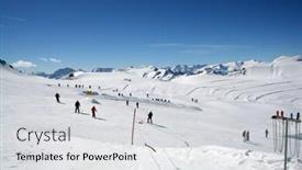  Presentation with alps - Slide set having skiers-on-the-slopes background and a light gray colored foreground