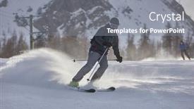  Presentation with slow down - PPT layouts having skiers-sliding-down-a-snowy background and a gray colored foreground