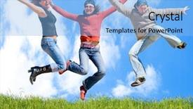  Presentation with skies - Presentation having skies above - grass below background and a light blue colored foreground