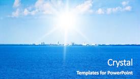  Presentation with skies - Audience pleasing theme consisting of skies above sunny scene overhead backdrop and a teal colored foreground