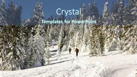  Presentation with mountain climbing - Beautiful PPT theme featuring skies climbing to the top of the mountain backdrop and a ocean colored foreground