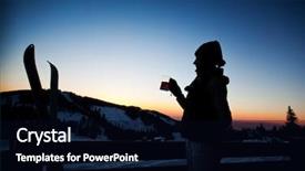  Presentation with holiday - Presentation theme enhanced with indoor skiing - apres ski winter holiday background and a black colored foreground