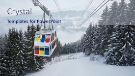  Presentation with lift - Beautiful PPT theme featuring skiing-cabin-lift-above backdrop and a sky blue colored foreground