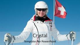  Presentation with skiing - Audience pleasing PPT theme consisting of skiing in swiss alps - portrait backdrop and a  colored foreground