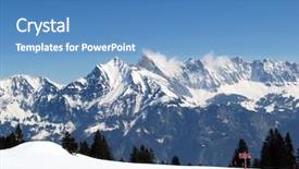  Presentation with skiing - Beautiful presentation theme featuring skiing in swiss alps flumserberg switzerland backdrop and a teal colored foreground
