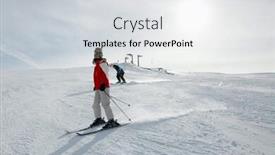  Presentation with skiing - Colorful PPT layouts enhanced with skiing in the mountains female skier backdrop and a light gray colored foreground