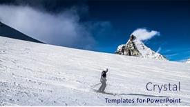  Presentation with skiing - Presentation design consisting of skiing-in-the-swiss-alps background and a lemonade colored foreground