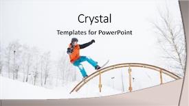  Presentation with skiing - Colorful PPT theme enhanced with skiing on snowboard with springboard backdrop and a  colored foreground