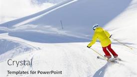  Presentation with skiing - Beautiful presentation featuring skiing skier winter sport - woman skiing downhill backdrop and a white colored foreground