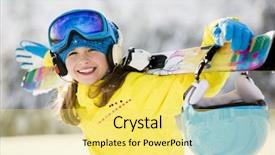  Presentation with winter sports - Slides enhanced with skiing skier winter sports - portrait background and a yellow colored foreground
